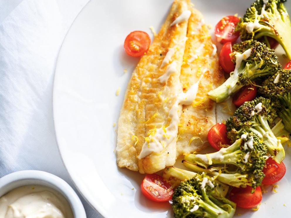 Image of Seared Sole Fillet with Lemon and Anchovy Mayonnaise