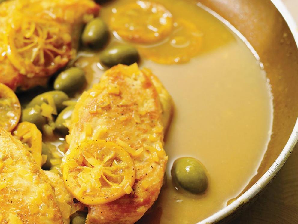 Image of Chicken with Olives and Grilled Lemon 