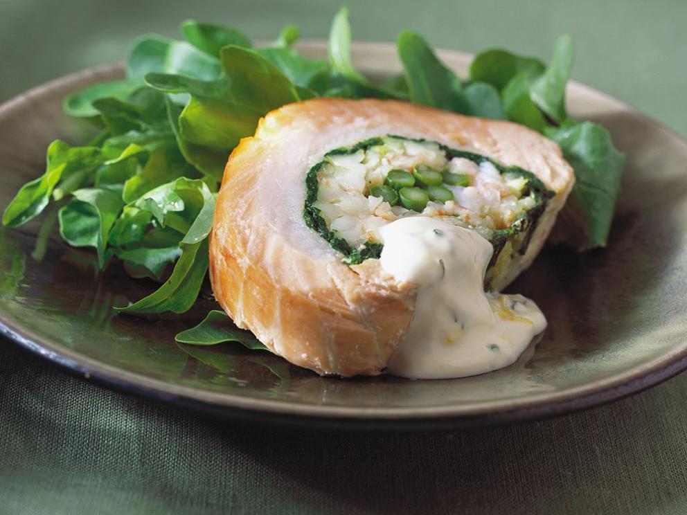 Image of Cold Salmon Fillet Stuffed with Shrimp and Vegetables