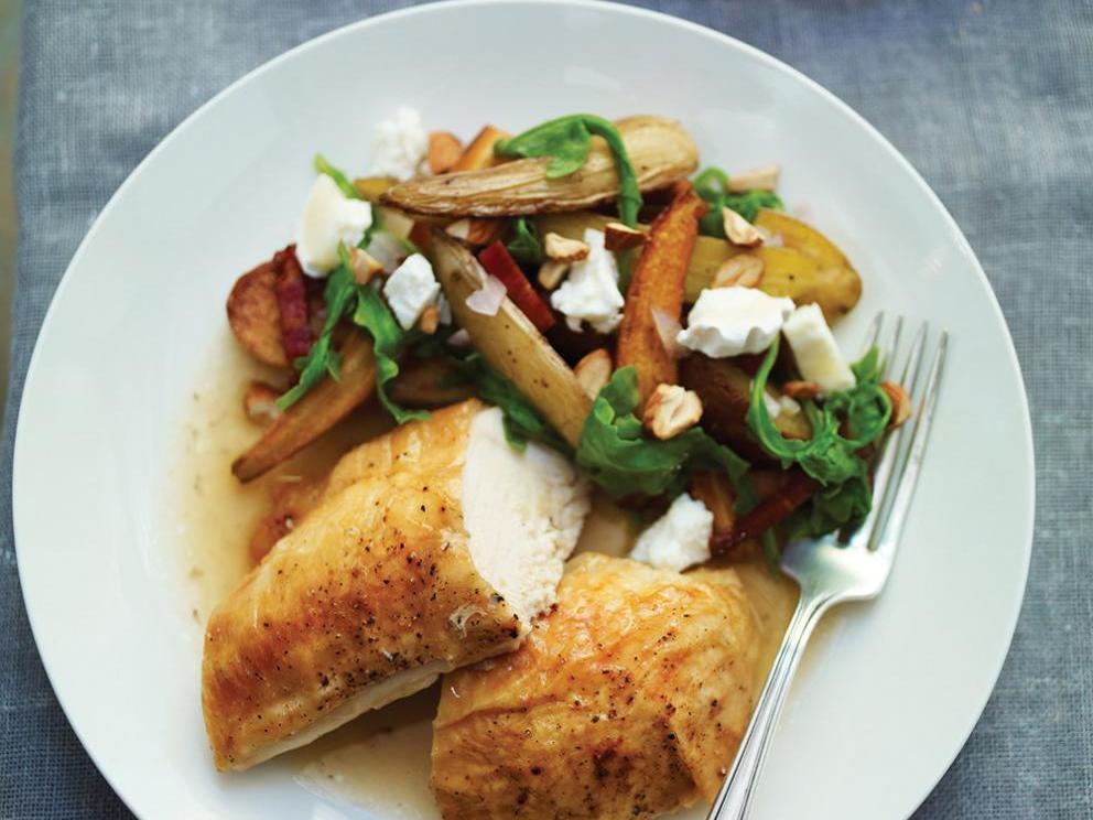 Image of Chicken with Roasted Vegetable Salad and Goat Cheese