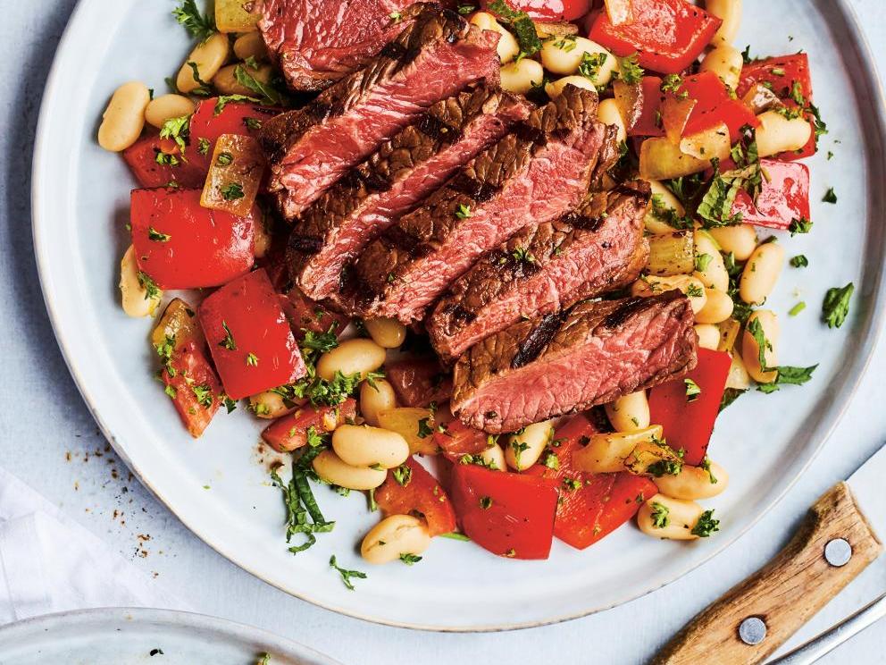Image of Grilled Beef and White Bean Salad  with Parsley