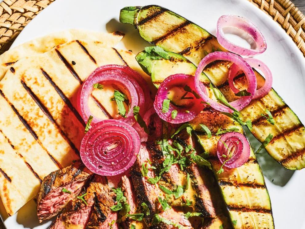 Image of Grilled Flap Steak with Orange-Curry Yogurt Marinade