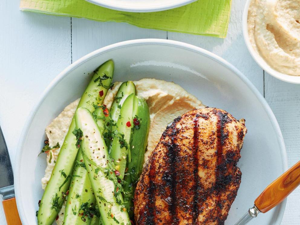 Image of Sumac Chicken with Marinated Cucumbers